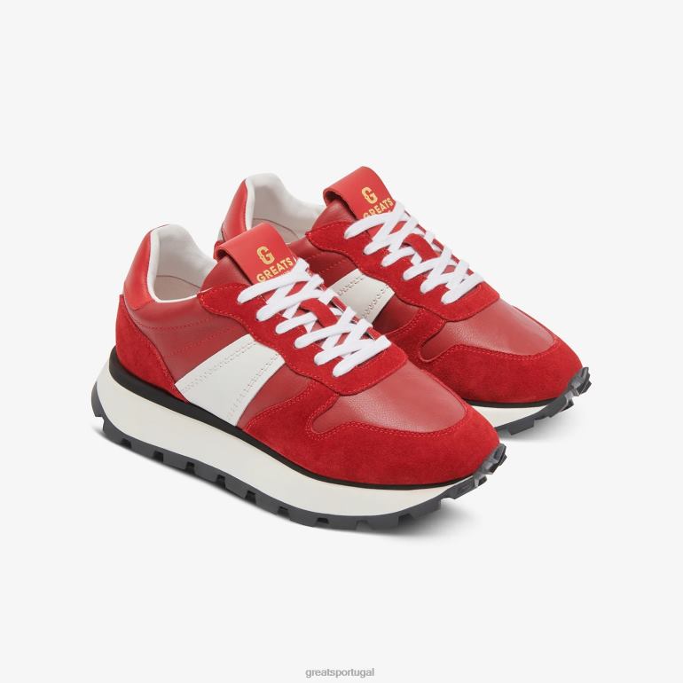 sapato vermelho GREATS o corredor do ponto verde 86PL137