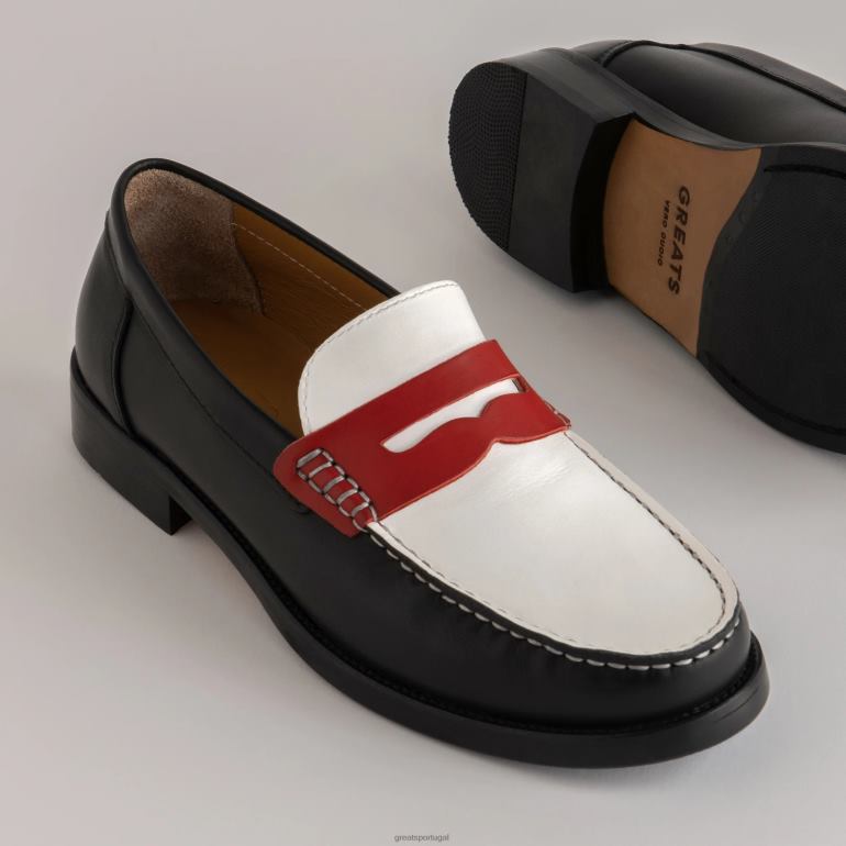 sapato retrô vermelho preto GREATS o mocassim essex 86PL65