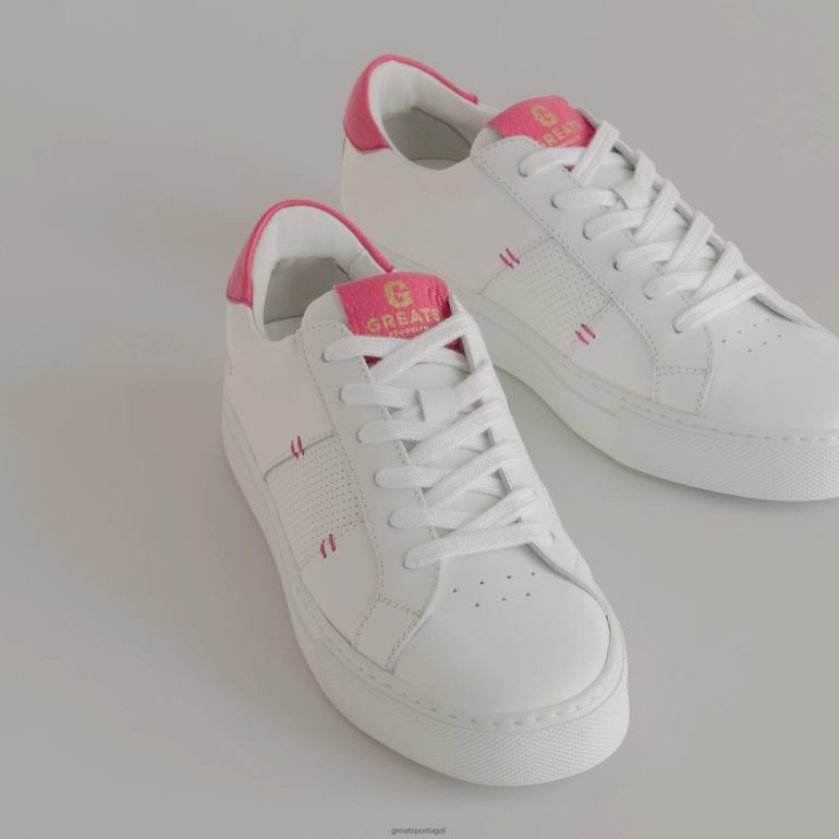 sapato branco neon rosa GREATS o real 2.0 86PL127
