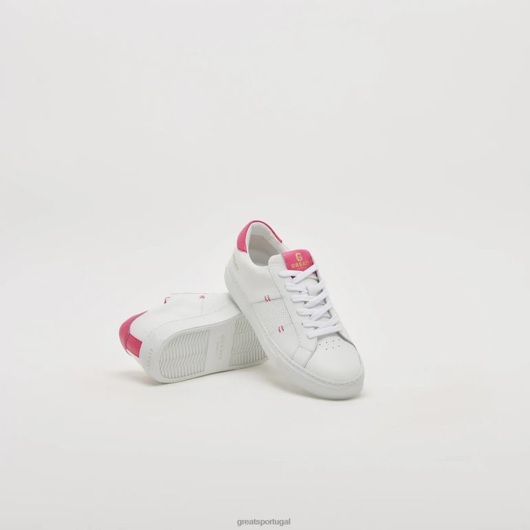 sapato branco neon rosa GREATS o real 2.0 86PL127