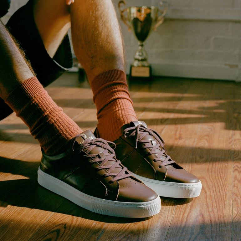 sapato marrom escuro GREATS o real 2.0 86PL9